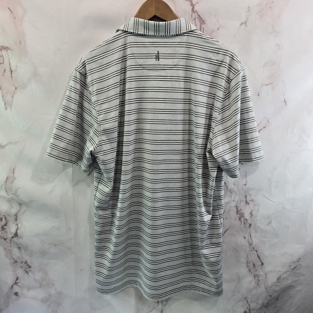 Johnnie O Shirt Mens Medium Gray Striped Polo Short Sleeve Golf Active - Picture 5 of 11